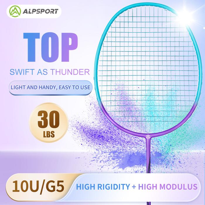 ALP TOP 10U 52 ± 2g Ultra Light 30Lbs 100% Raket Profesional Serat