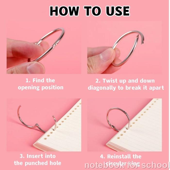 1Pack Ring Binder Bulat Cincin Sproket Ring Binder Ring Binder Buka Tutup 25-30/30-35Mm Ring Buku Bi