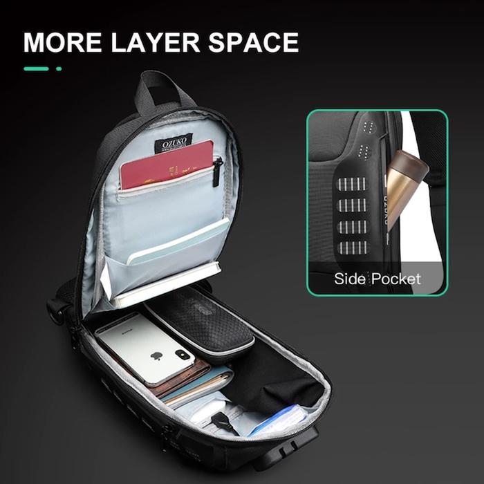 Ozuko Sling Bag #9339 - Tas Pria Waterproof & Minimalis