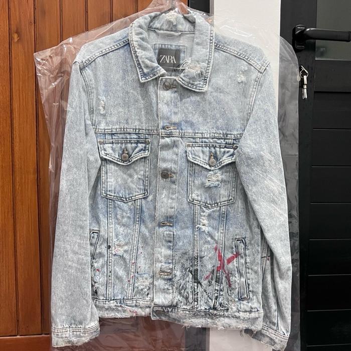 Jaket Jeans Denim Zara Man Grafiti