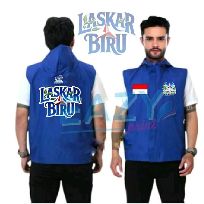 ROMPI TOPI DEMOKRAT GERAKAN INDONESIA ASRI LANGIT BIRU VEST OUTER KADER LASKAR BIRU 2026 HUT 25 TAHU