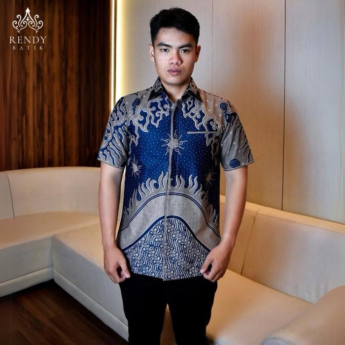 AGNIWARA BIRU - RENDY BATIK | Kemeja Batik Pria Katun Solo Lengan Pendek Premium Elegan Formal