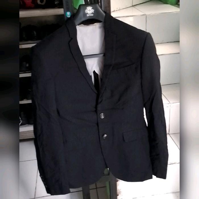size S set jas blazer hitam salur Zara man original setelan bisa untuk wedding wisuda kerja formal p