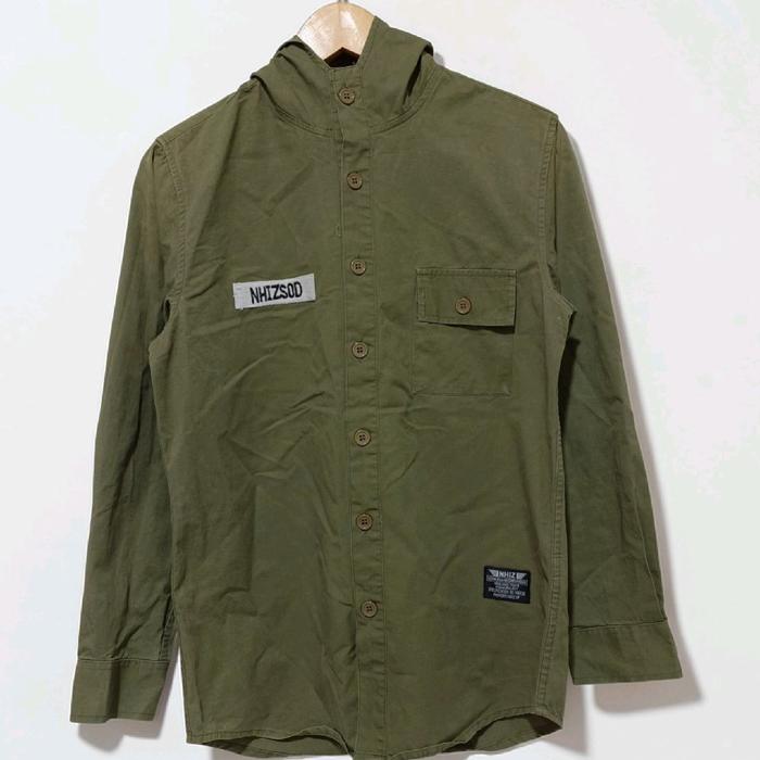 Neighborhood x Izzue Plus Olive Green Longsleeve Shirt With Hoodie Original
