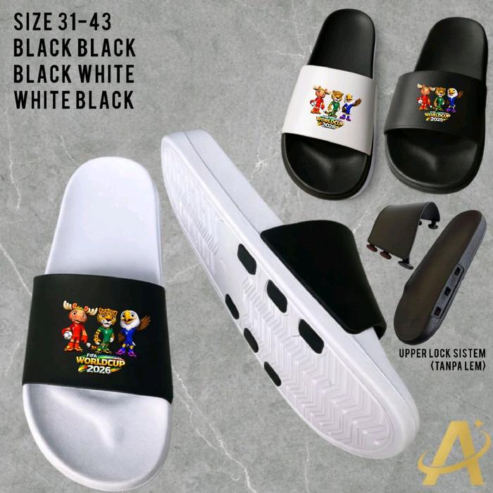 sendal selop maskot piala dunia slip on piala dunia