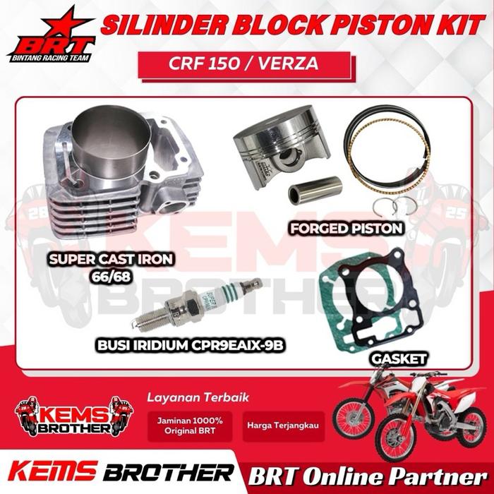 READY Silinder Blok CRF150 Boreup 198CC-210CC BRT Super Cast Iron, Piston Piston Forged 66mm Piston
