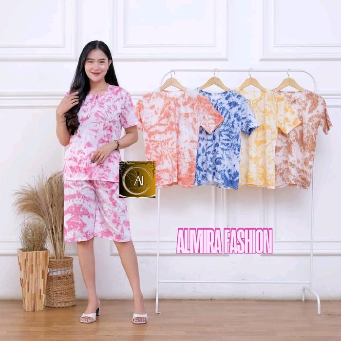 Paket 2 PCS Setelan Baju Wanita /Setelan Kulot Motif Abstrak/Setelan Celana Pendek Wanita Murah/ Set