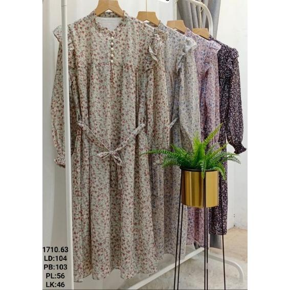 Tunik nita Model Sifon Motif Bunga Elegan