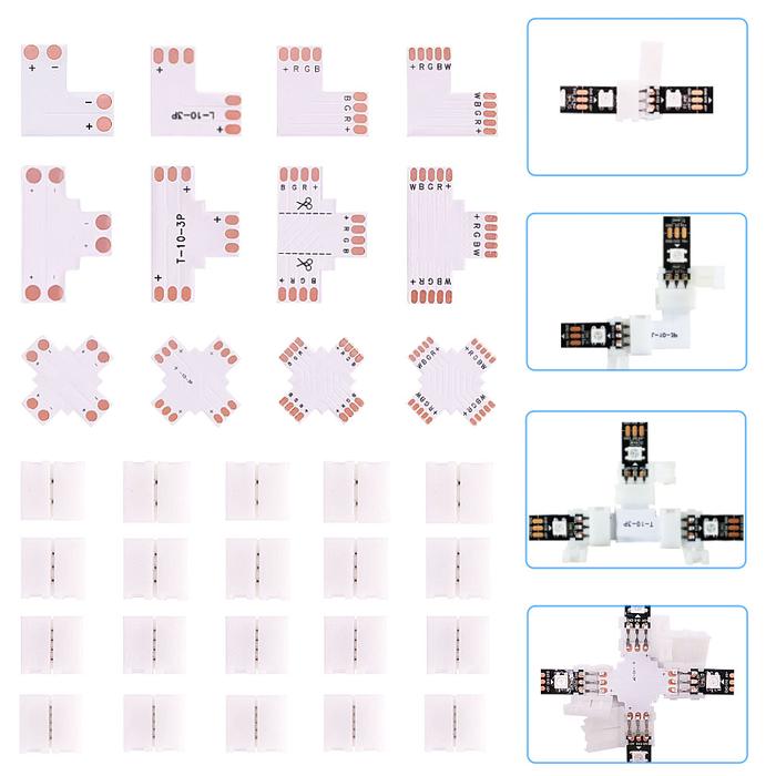 LED Strip Free Soldering Led Connector 2PIN 3PIN 4PIN 5PIN L/T/X