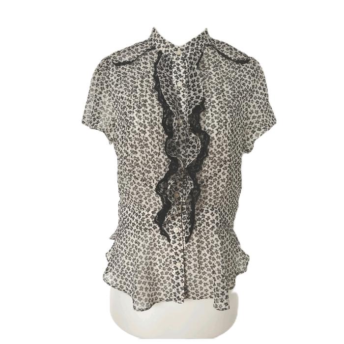 blues kemeja wanita motif bunga