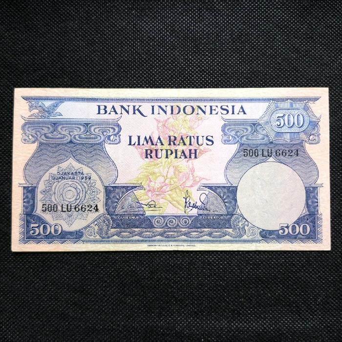 Uang Kuno 500 Rupiah Seri Bunga/Burung Tahun 1959 TDLR- LU 6624