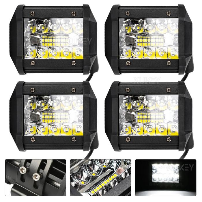 4pcs LED Pods 4inch LED Light Bar Fog Lights Offroad Driving 60W