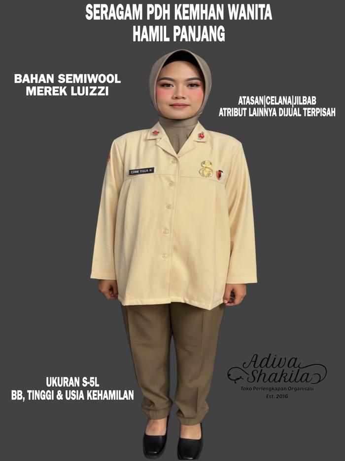 ADIVA-- SERAGAM PDH KEMHAN WANITA HAMIL PANJANG / PENDEK