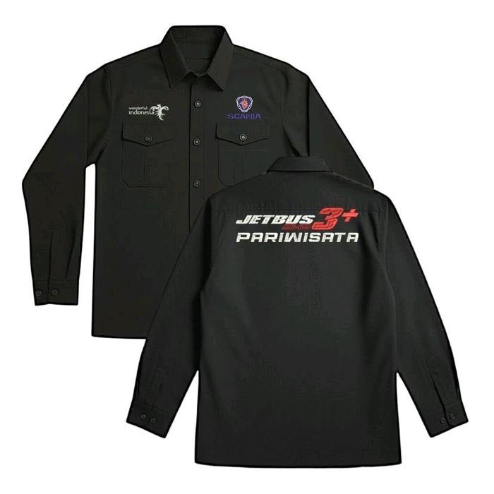 KEMEJA KERJA WORKSHIRT LENGAN PANJANG SCANIA WONDERFUL INDONESIA BELAKANG JETBUS 3 PARIWISATA BORDIR