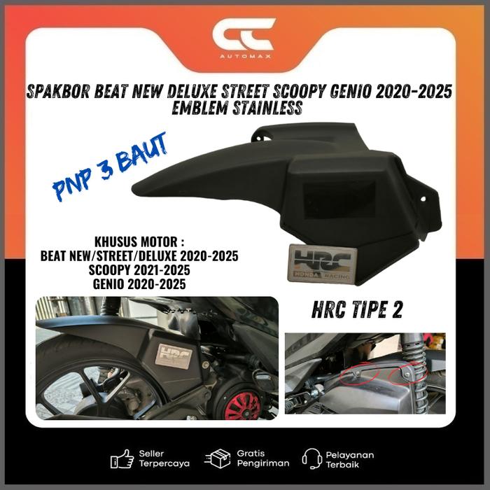 Spakbor Kolong BEAT NEW DELUXE STREET SCOOPY GENIO 2020-2025 PNP 3 BAUT + EMBLEM STAINLESS