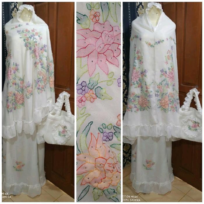 Mukena Sulam Bayang/Mukena Khas Sulaman Bukittinggi/Khusus Warna Broken White
