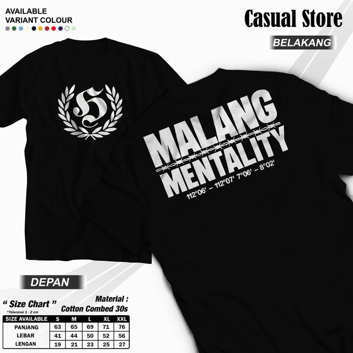 Kaos Malang Mentality Bahan Combad 30s S-XXL Store Casual