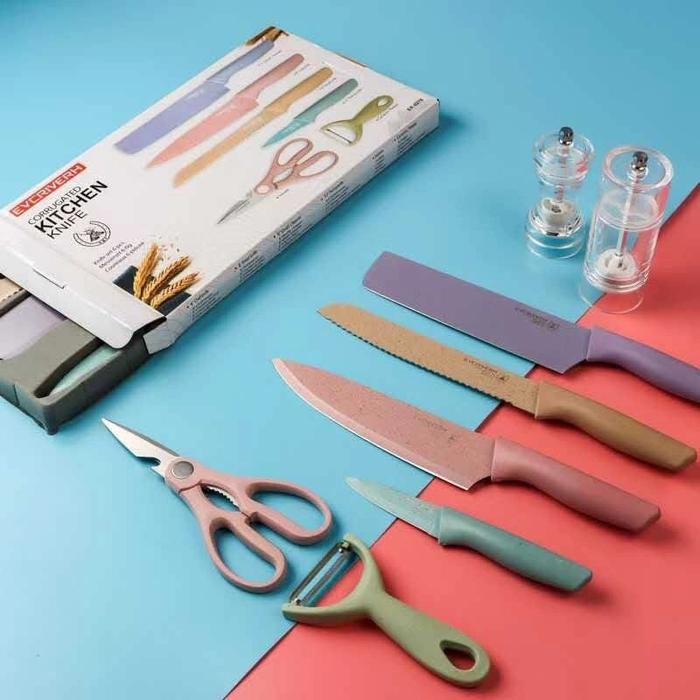 ( GBL ) Pisau Jerami Pisau Set 6in1 Pisau Modern Pisau Dapur