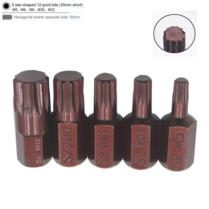 5pcs 30mm Length Star Screwdriver Bits Alloy Steel Screw Driver 10mm