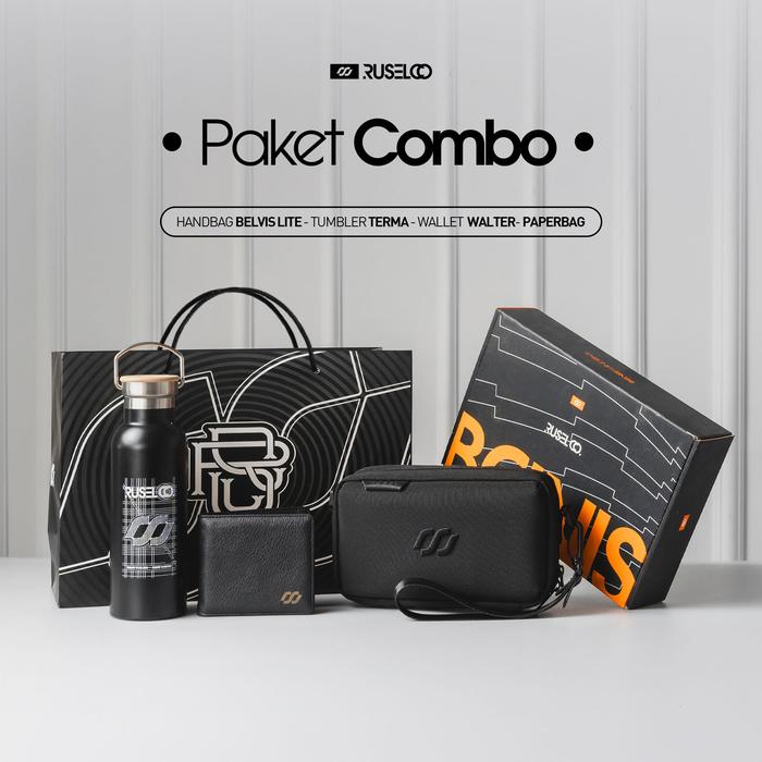 RUSELCO I Paket Combo 4 In 1 Handbag Belvis Lite x Wallet Walter x Tumbler Terma Plus Paperbag Bundl