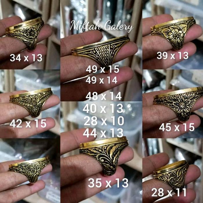 Emban cincin akik Permata Batu Ring kuningan pandan