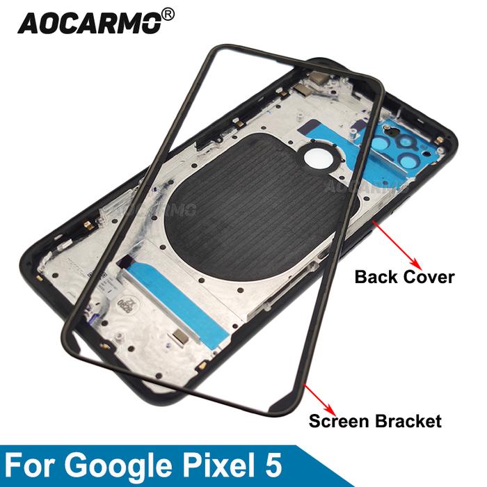 Aocarmo For Google Pixel 5 Black Green Back Cover Frame Plate Housing