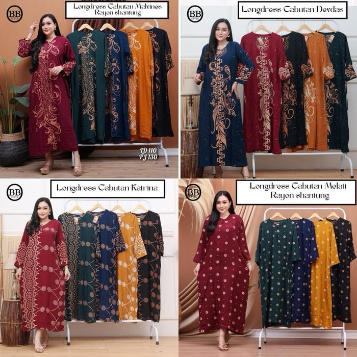 Daster Lengan Panjang wanitalongdres cabutan bahan rayon shantung kancing depan all size Ld 105 cm t