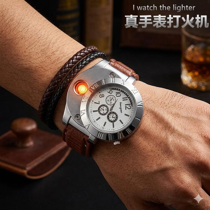 COD JAM VIRAL 2 FUNGSI Jam Tangan Korek Elektrik (USB Lighter Watch) jam analog dan lighter elektrik