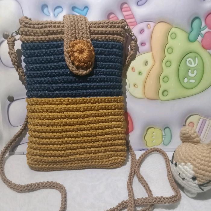 tas rajut untuk hp, tas rajut handmade
