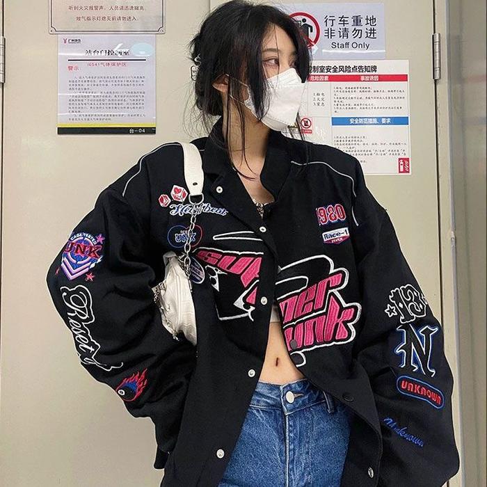 [ ]JAKET BASEBALL/ VINTAGE/ KOREAN STYLE/ OVERSIZE/ JAKET BASEBALL WANITA/ PAKAIAN WANITA/jaket vint