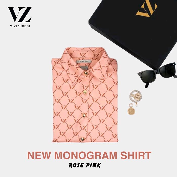 VZ Monogram Top Two Tone SHIRT Original by VIVI ZUBEDI / Monogram Shirt Rose Pink