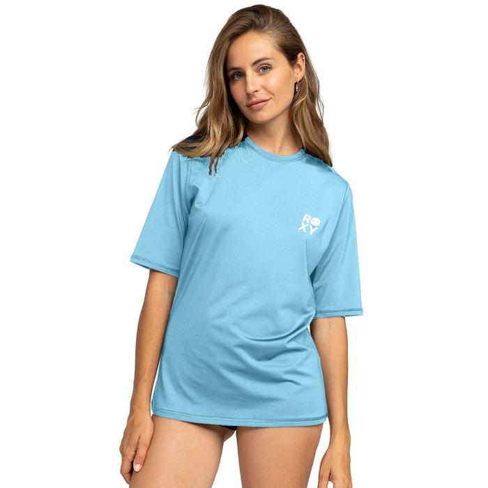 Roxy Womens Happy Waves Surf Tee Sky Blue Surf T-Shirt