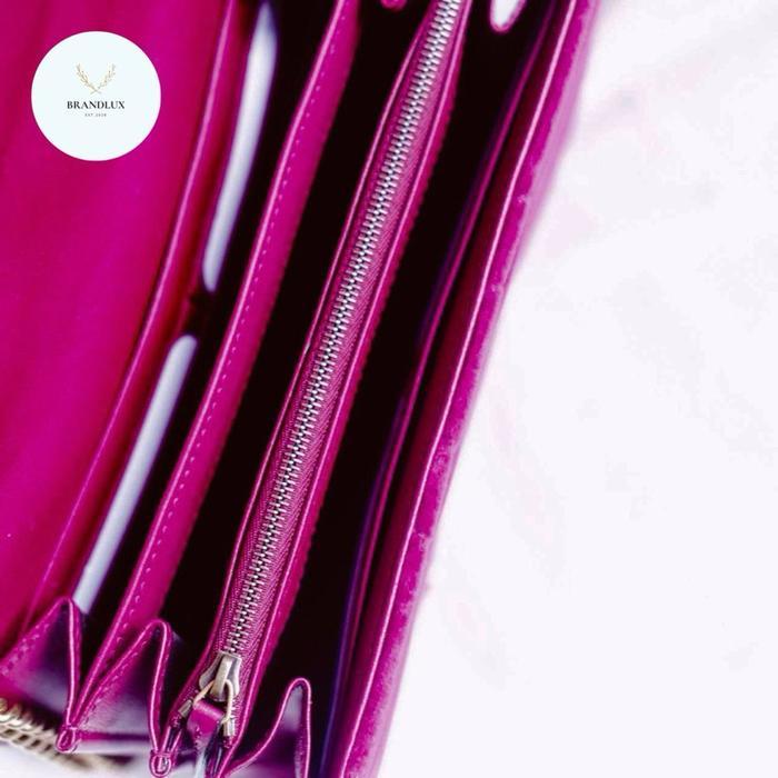 GUCCI GG MARMONT WALLET ON CHAIN WOC IN PURPLE PLUM VELVET