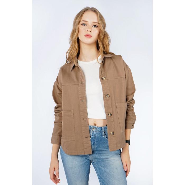Logo Jeans Jaket Wanita Zeline Brown 34411L5Bw