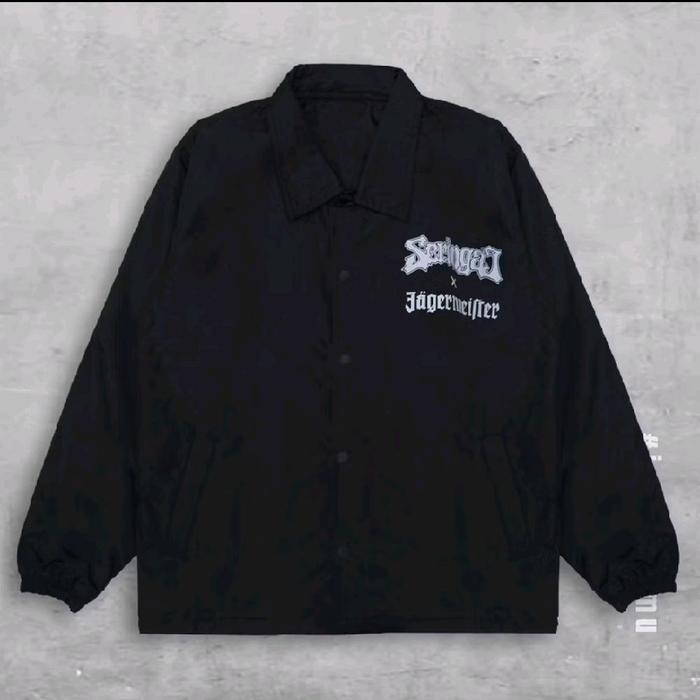 Windbreaker Seringai x Jagermeister - Jaket Hitam dengan Logo Seringai dan Jagermeister