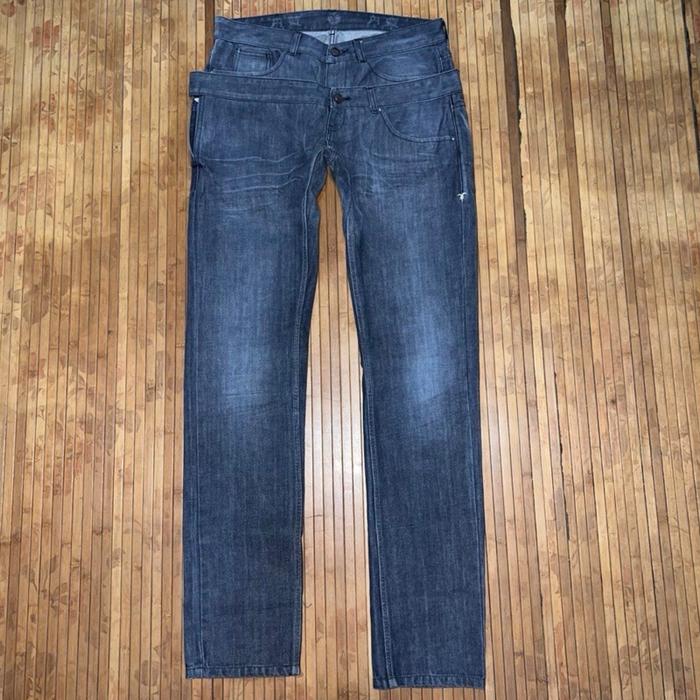 RARE Y2K JAPANESE DESIGNER VINTAGE MICHIKO KOSHINO DOUBLE WAIST DENIM JEANS issey miyake rick owens 