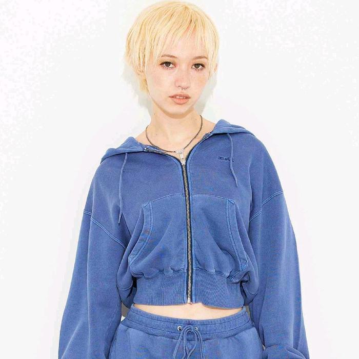 X-Girl Pigment Dyed Sweat Zip Up Hoodie