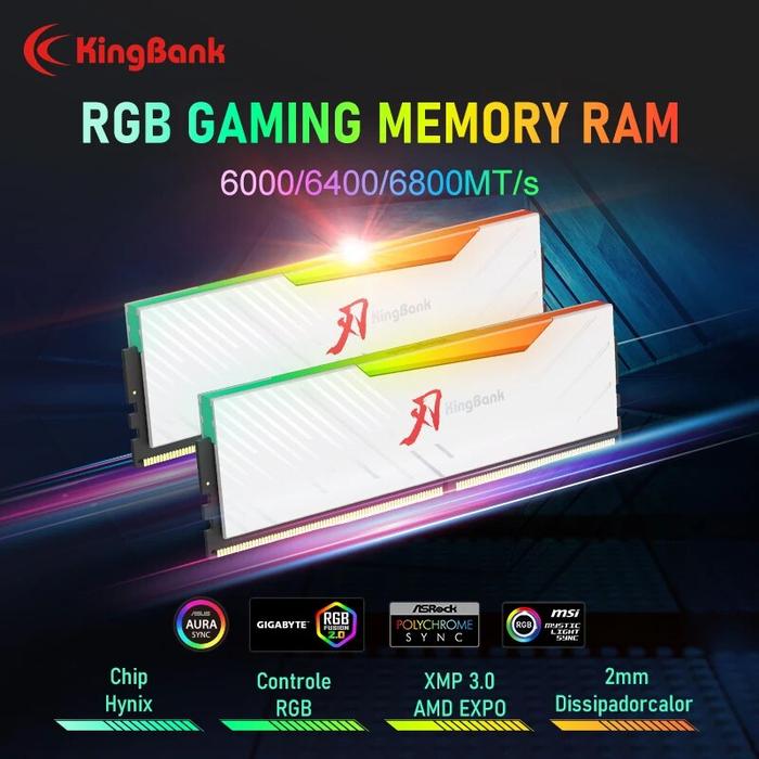 KingBank DDR5 RGB Memory Hynix A- Die/M-die Chip 16GB 32GB 6400MHz 6800MHz 1.4V CL32 AMD Intel CPU M