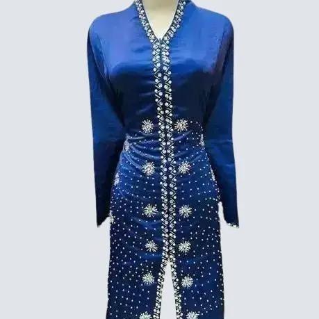 Setelan Tunik Wanita Taveta Bridal Combinasi Payet Warna Biru BCA - Muslim Batik Gold Hijau Kebaya N