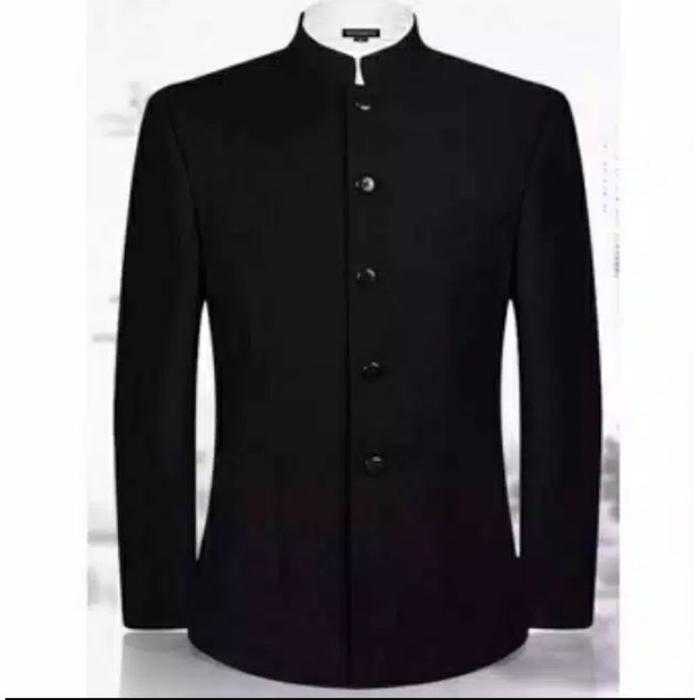JASKO MANDARIN HITAM SIZE JUMBO BAHAN HIGTWIS TEBAL DAN HALUS JAS KO POLOS