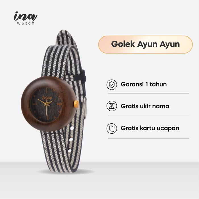INA Watch Jam Tangan Kayu Sonokeling Seri Golek Ayun-Ayun