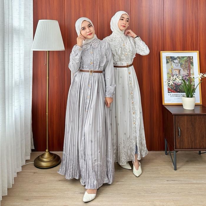 VIOLIN DRESS PLISKET WANITA BAHAN MANGO TWILL PREMIUM DRESS LEBARAN BY MEECLO
