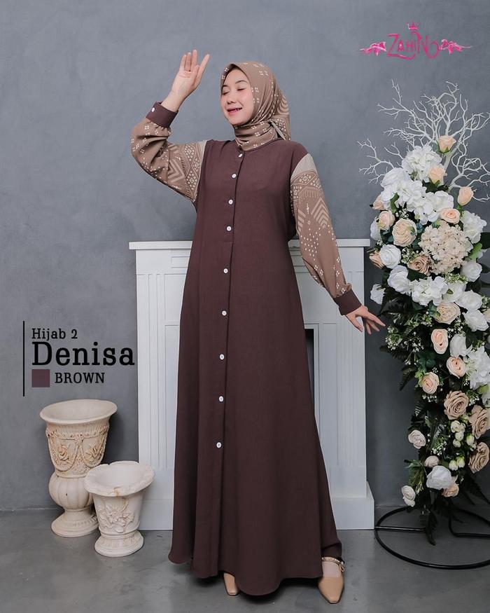 DENISA - GAMIS SET HIJAB | GAMIS BUSUI FREE HIJAB | GAMIS MODIS SYARI CRINKLE PREMIUM