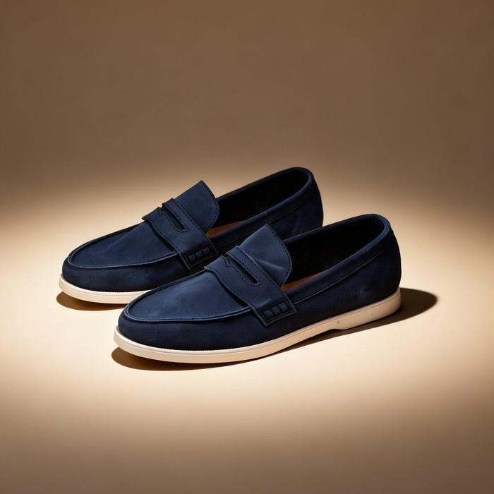 Sepatu Mokasin ENZO NAVY Loafers Pria Seri BT Gaya Old Money Terinspirasi Shoes Flat dengan Desain T