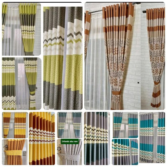 Gorden Smokring Motif Bunga Cantik Terbaru / Gorden Smokring Pintu dan Jendela Free Tali Ikat Gorden