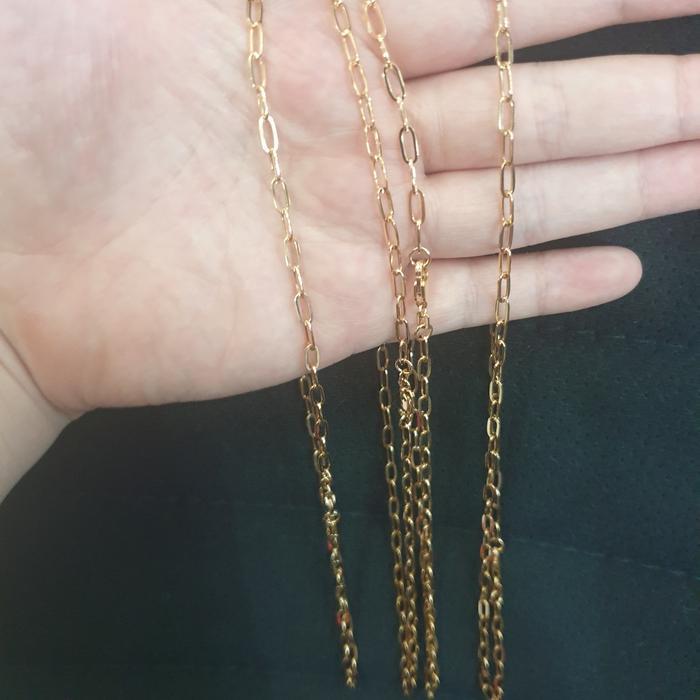 Kalung Paperclip Paper Clip Syahnaz Polos Lebar Emas Asli 375 Gold Ubs