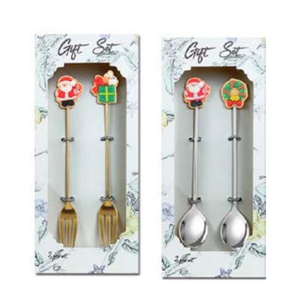 Sendok Garpu Teh Desert Set NATAL Sendok Teh Motif Christmas