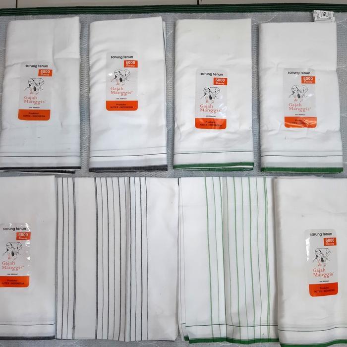 DISKON sarung putih polos gajah manggis