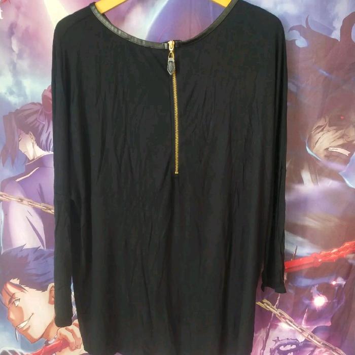 Zara W&B Collection Black Zip Woman Top Atasan Cewek Wanita Original Second Korea Japan Streetwear Y