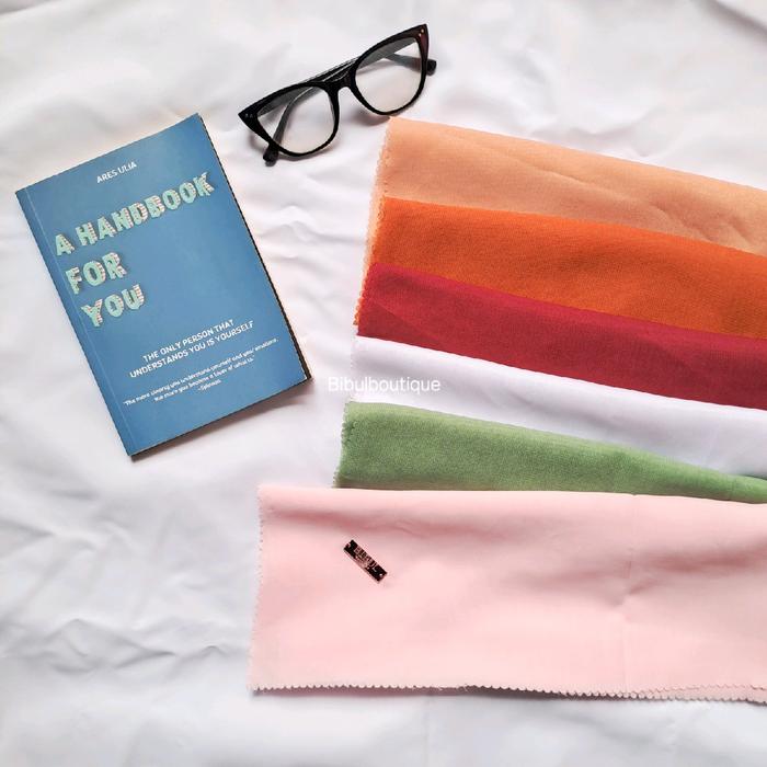 Bibulboutique - Hijab bella Square Lasercut Segu Empat Label Navy Maroon Babypink Frappuccino Putih 